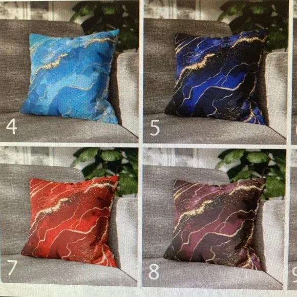 2 Red Marble Art Modern Decor Throw Pillows - NIB - 18’x18’ Gorgeous Collection - Picture 6 of 8